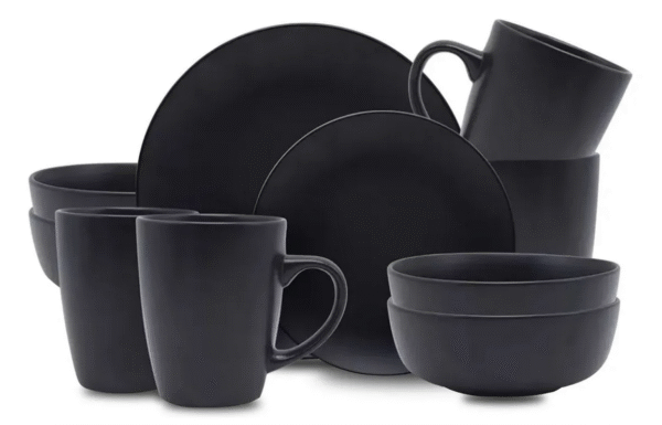 Vajilla Moderna Minimalista Cerámica 16 Piezas 4 Personas Color Negro Royal